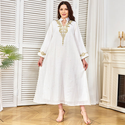 Women's Embroidered Studded Diamond Dress