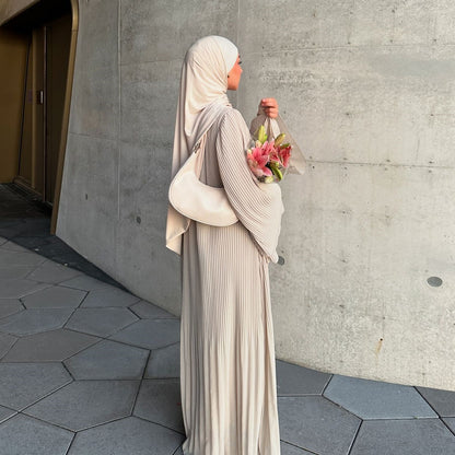 Chiffon Pleated Long-Sleeved Dress
