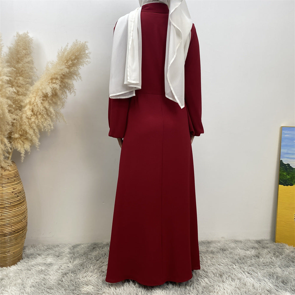Plain Loose Buttoned Dress with Pockets