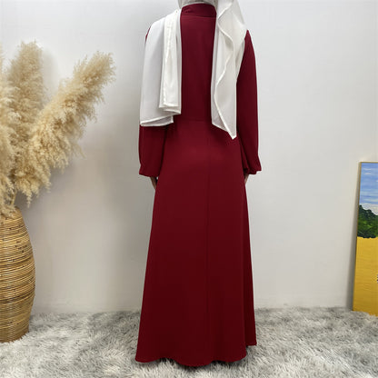 Plain Loose Buttoned Dress with Pockets