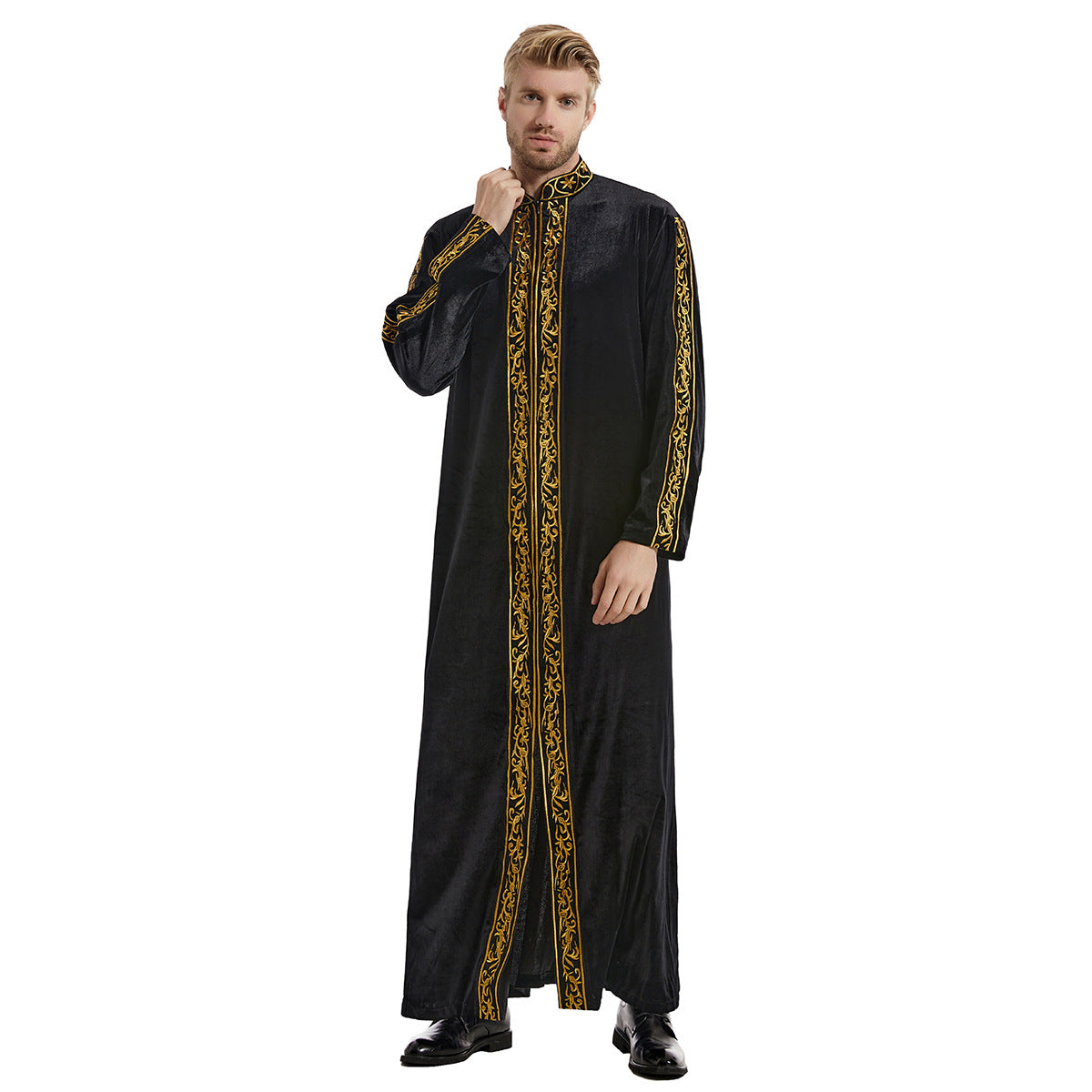 Men's Gold Velvet Embroidered Thobe
