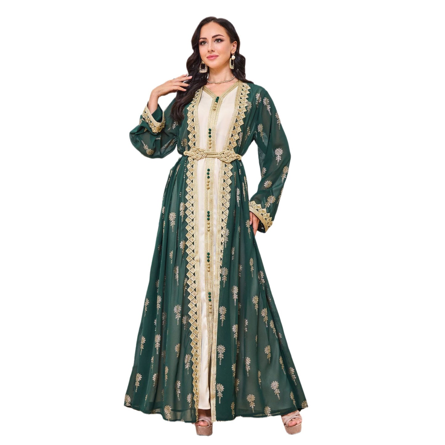 Women's Embroidered Cardigan Vest Two-piece Dress