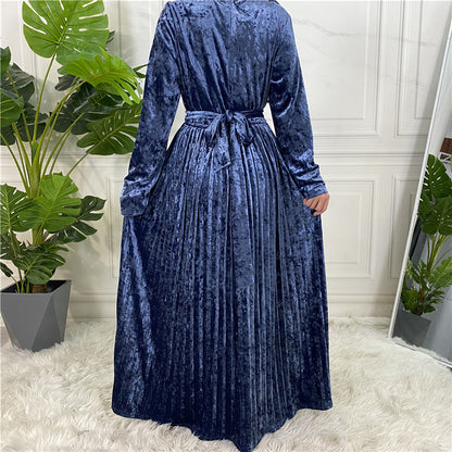 Women's Gold Velvet Dress