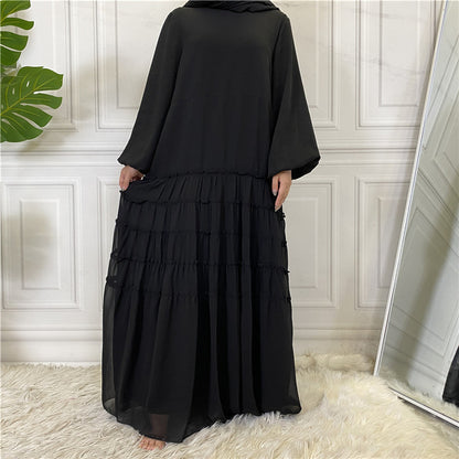 Chiffon Solid Color Large Hem Loose Dress