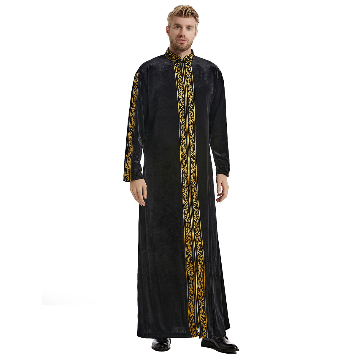 Men's Gold Velvet Embroidered Thobe