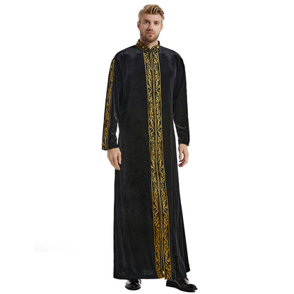 Men's Gold Velvet Embroidered Thobe