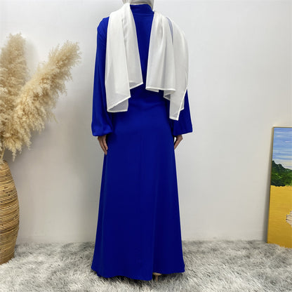 Plain Loose Buttoned Dress with Pockets