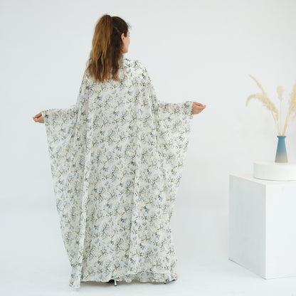 Floral Two Piece Set with Kimono Cardigan and Skirt