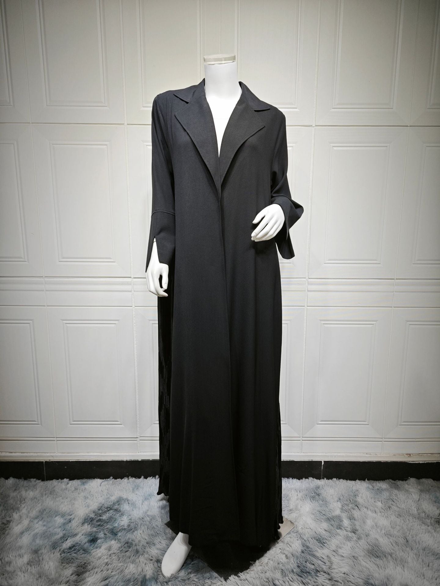Women's Fashionable Black Robe Open Abaya