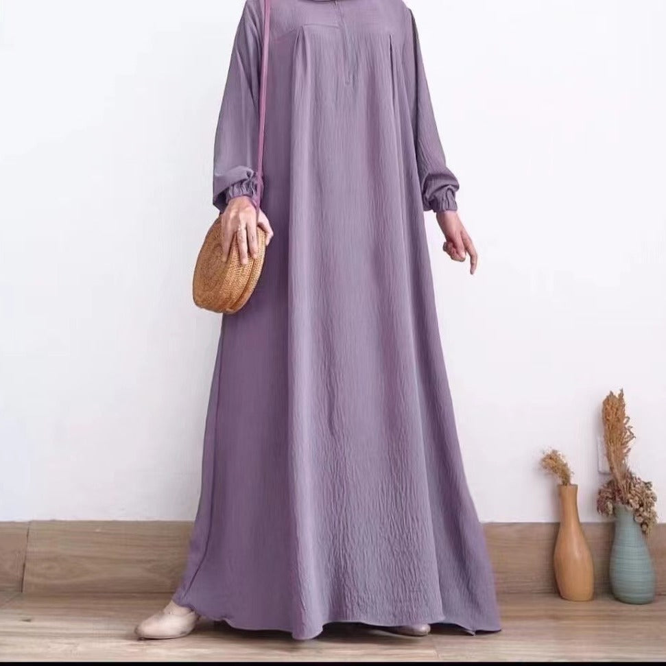 Women's Long-sleeved Zippered Crewneck Dress