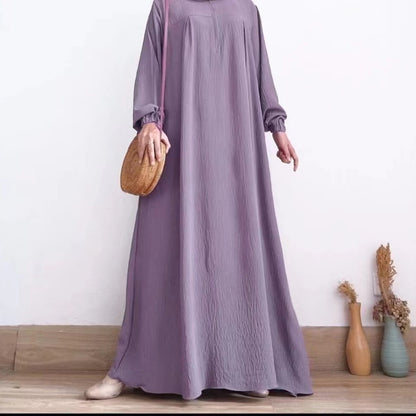 Women's Long-sleeved Zippered Crewneck Dress