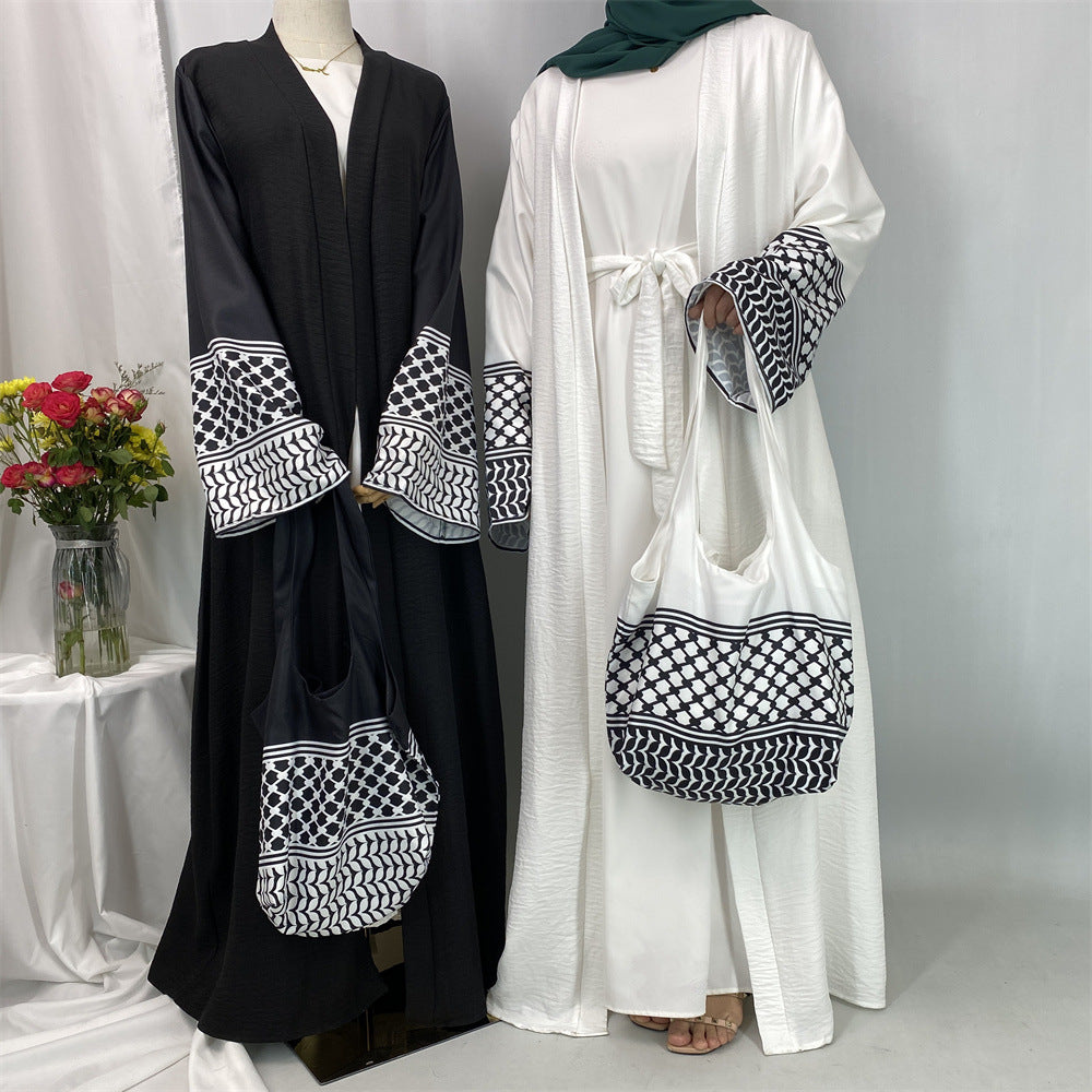 Women's Islamic Spliced Elegant Robe (With Mini Bag)