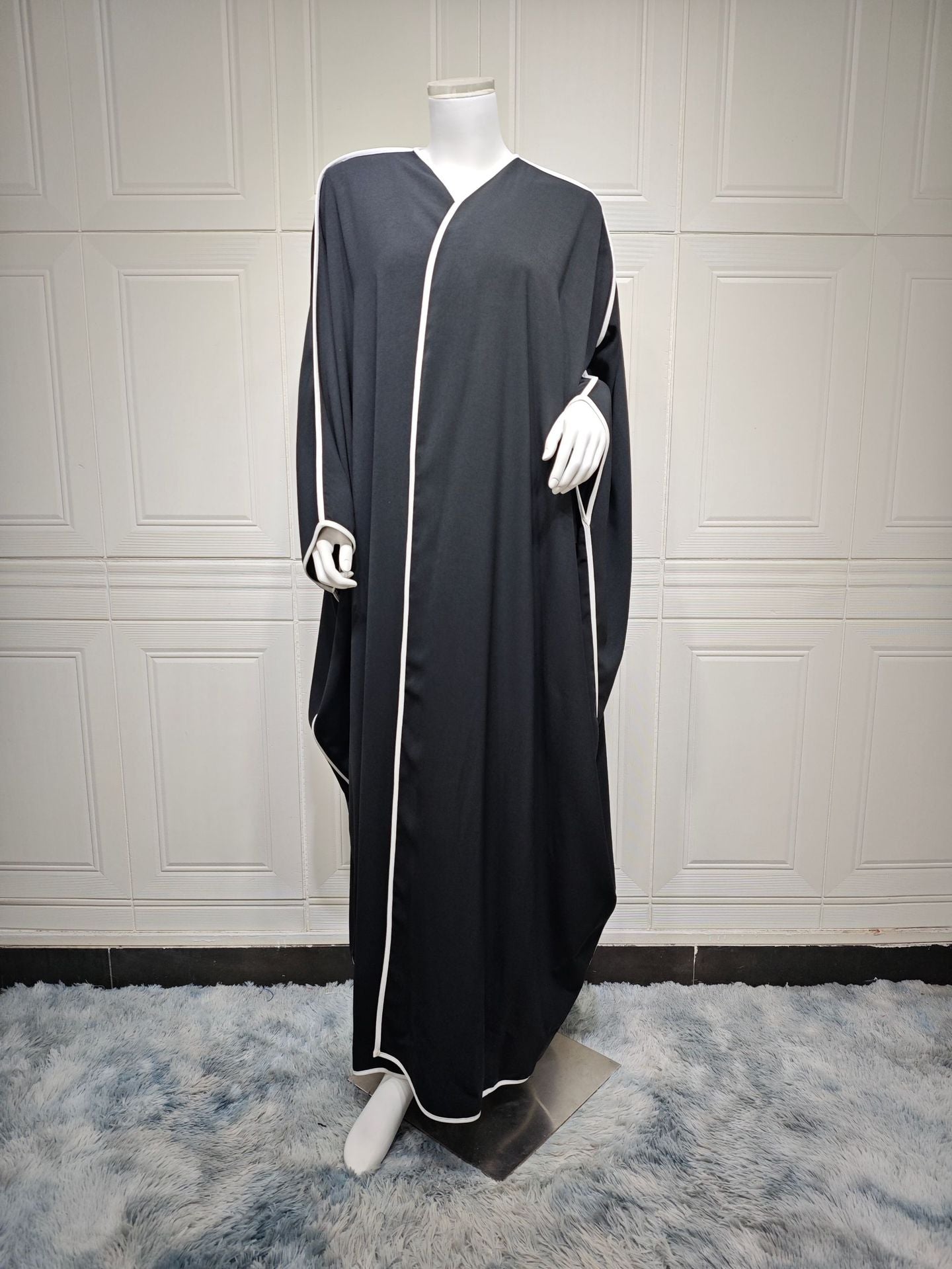 Striped Stitching Headscarf Cardigan Robe