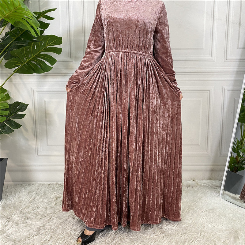 Women's Gold Velvet Dress
