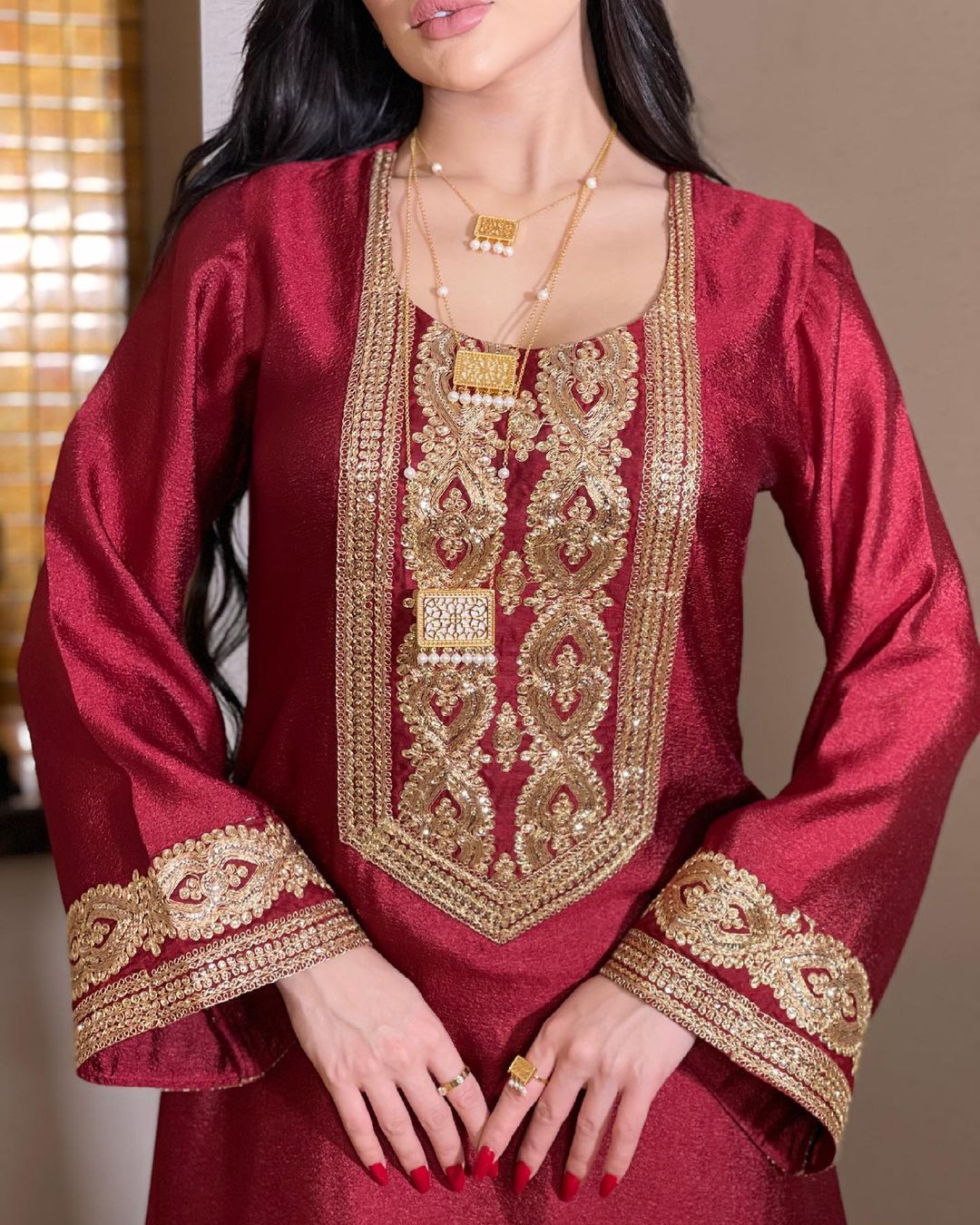 Women's Gold Silk Sequins Elegant Dress