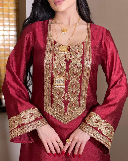 Women's Gold Silk Sequins Elegant Dress