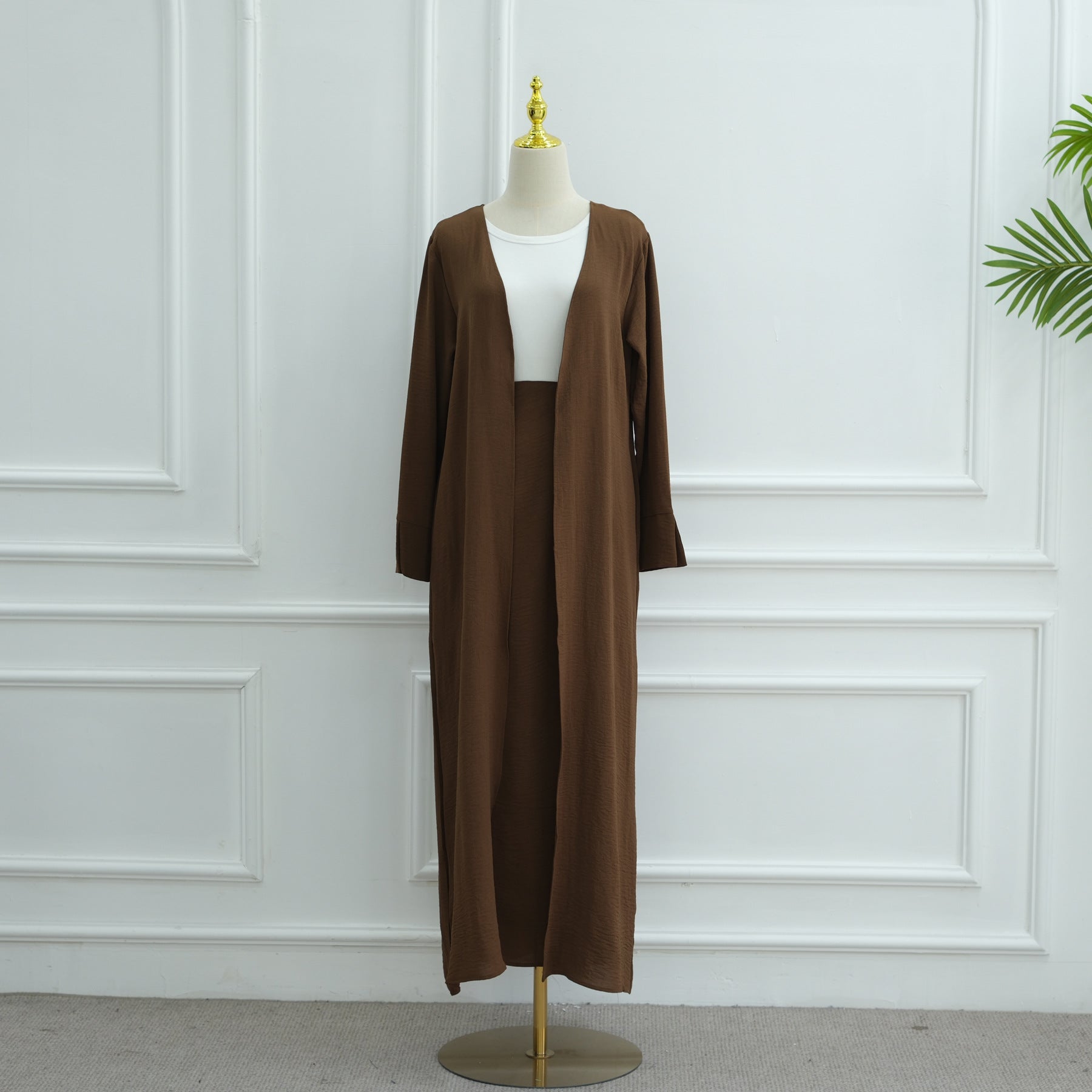 kimono cardigan with maxi dress Modest Cardigan and Maxi Skirt Two-Piece Set for Women | Two-Tone Twill  Fabric