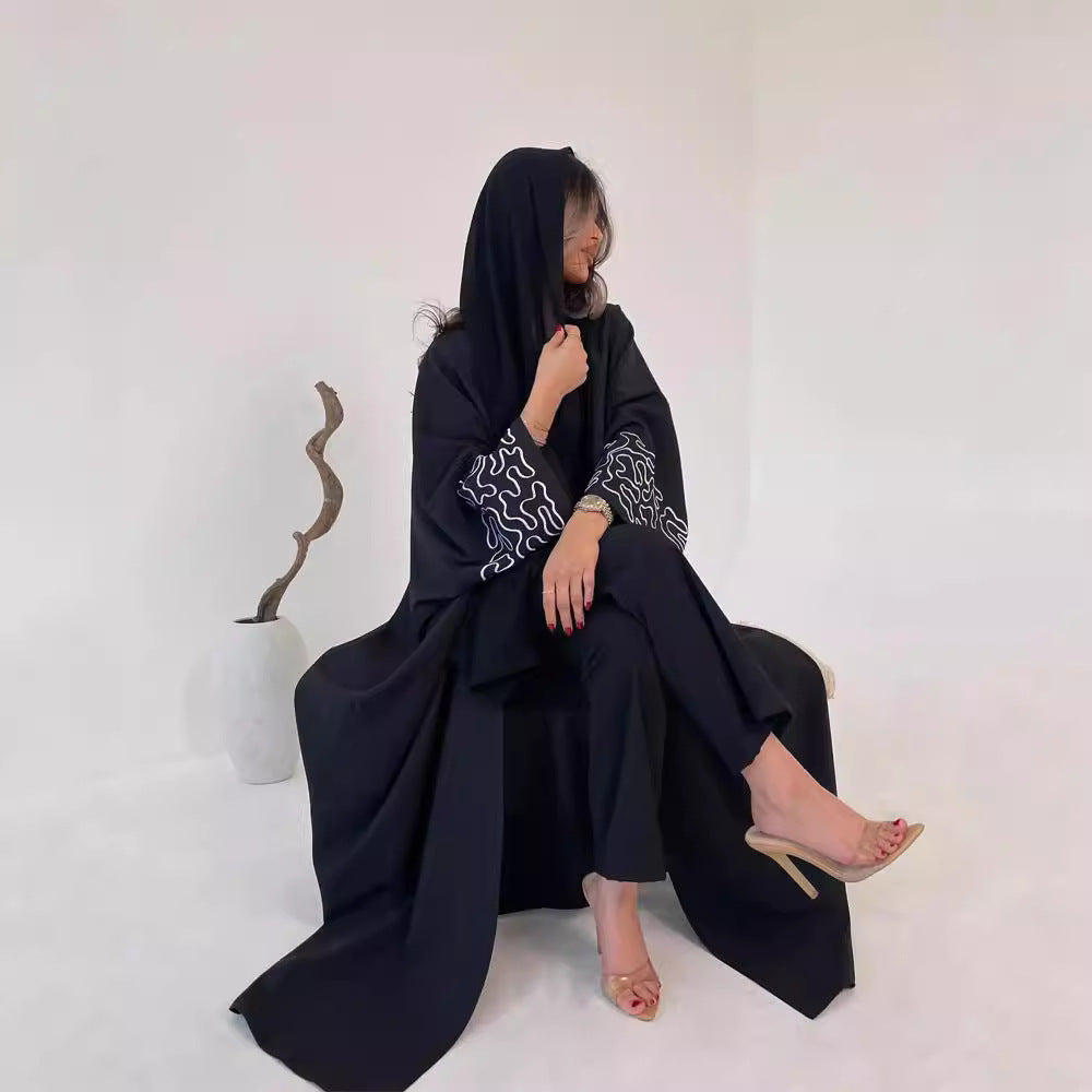 Embroidered Long Sleeve Robe