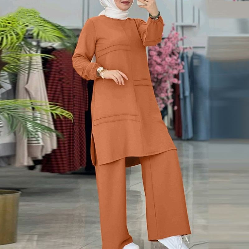 Modest Daily Islamic Midi Two-Piece Dress Set