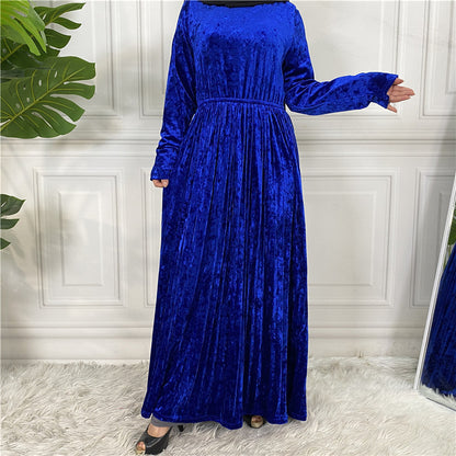 Women's Gold Velvet Dress