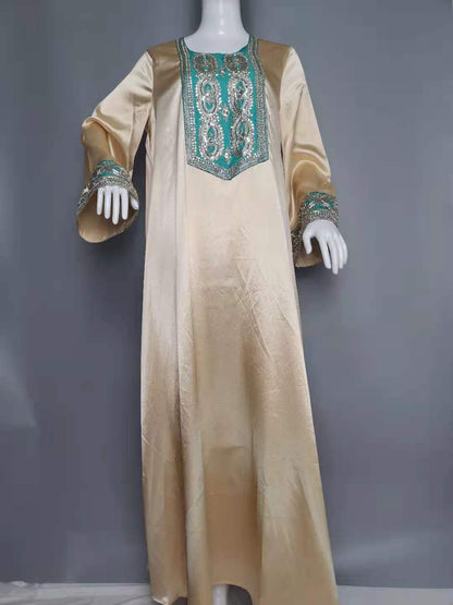 Women's Gold Silk Sequins Elegant Dress