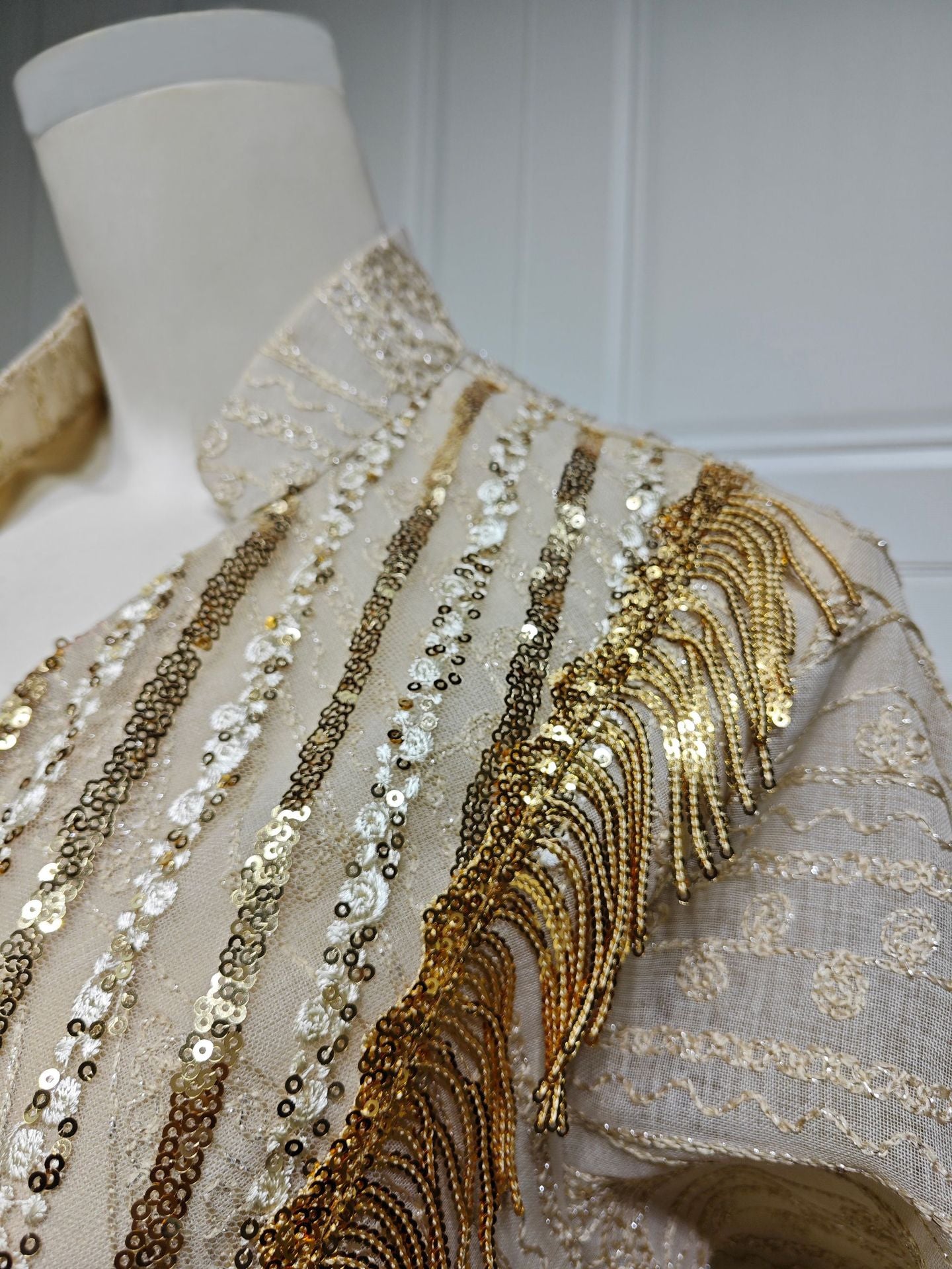 Women's Mesh Embroidered Sequin Jalabiya Dress