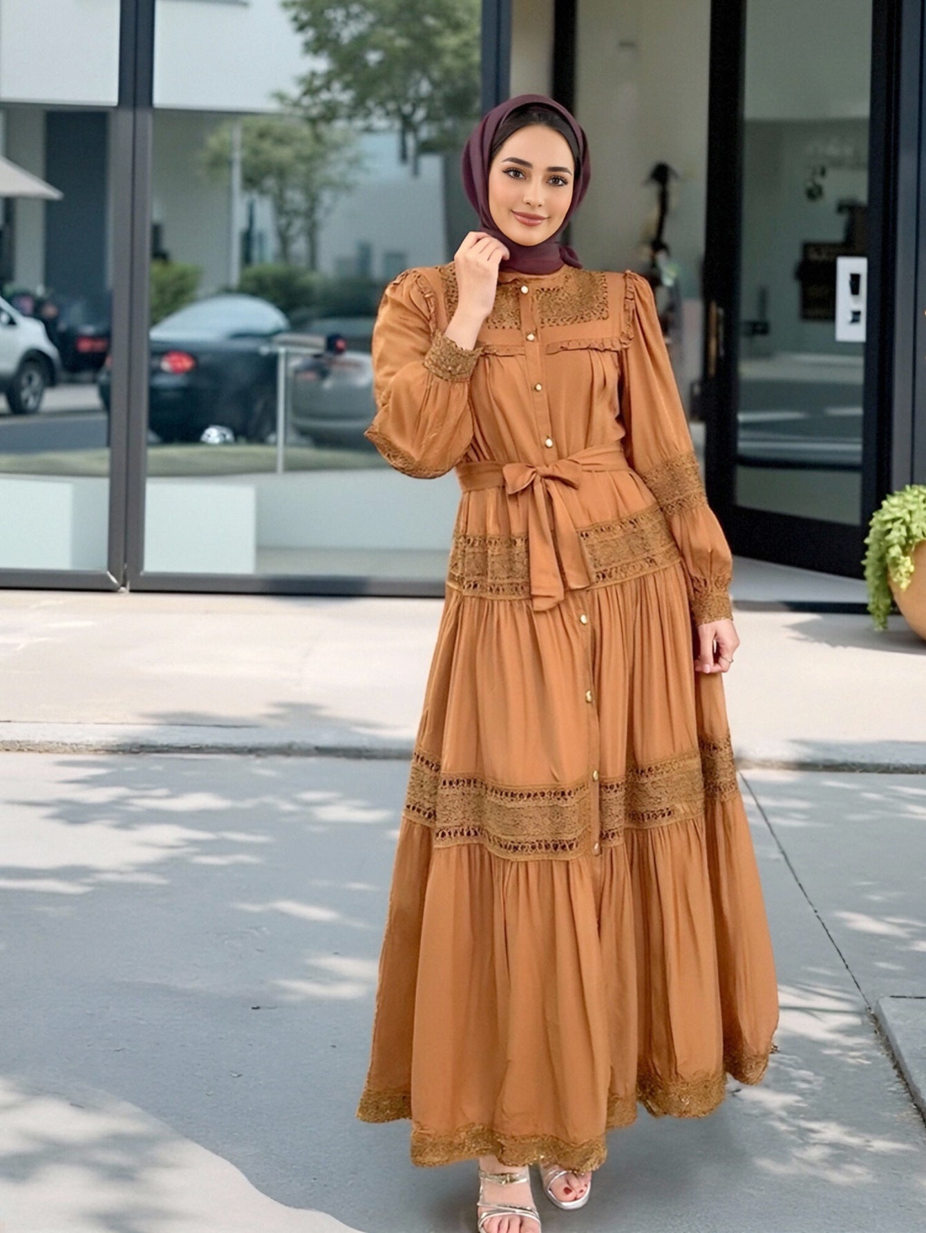 Women's Lace Cut-out Patchwork Dress