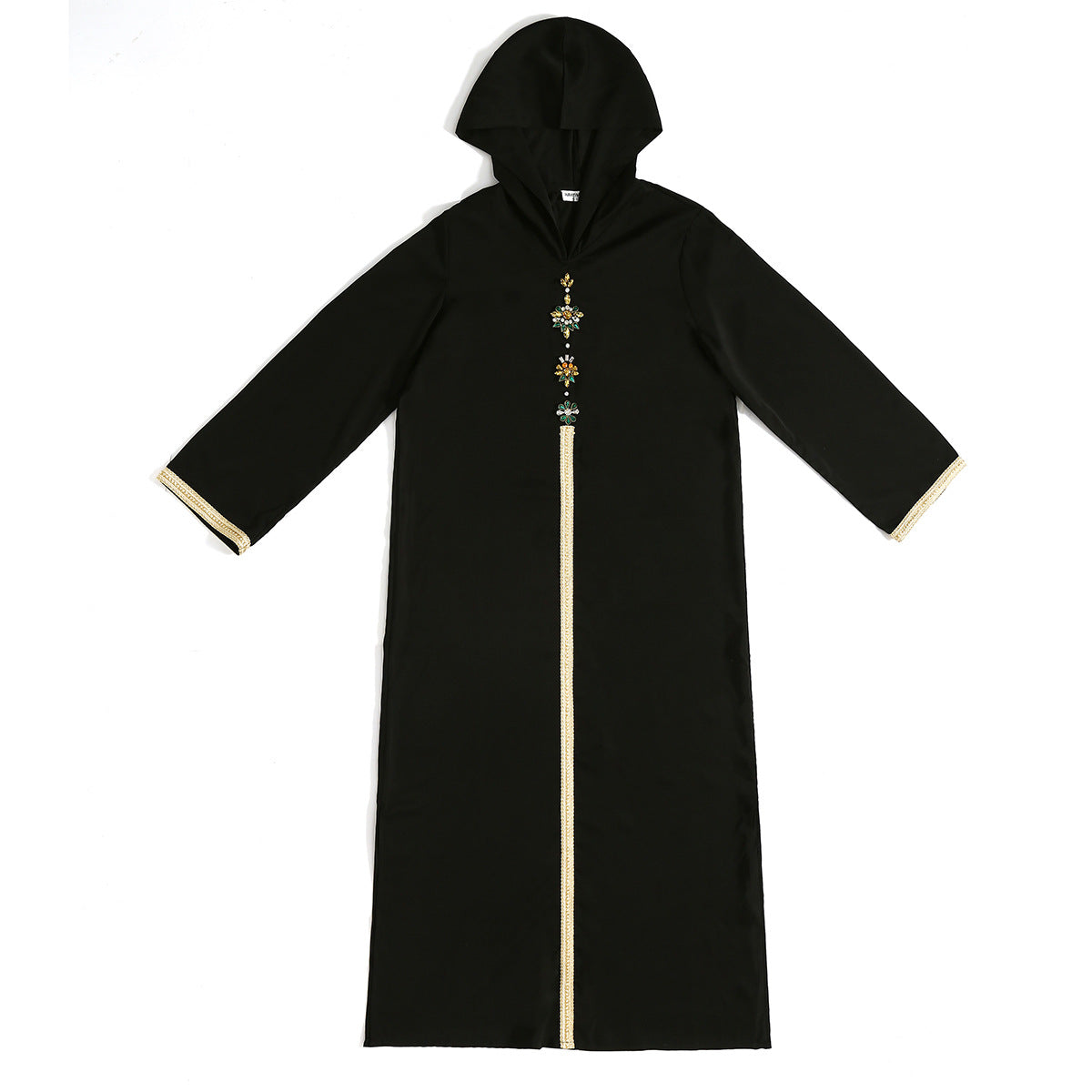 Women's Hooded Long-sleeved Hand-stitched Diamond Dress