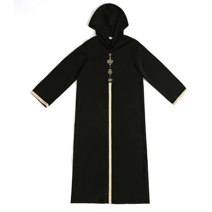 Women's Hooded Long-sleeved Hand-stitched Diamond Dress