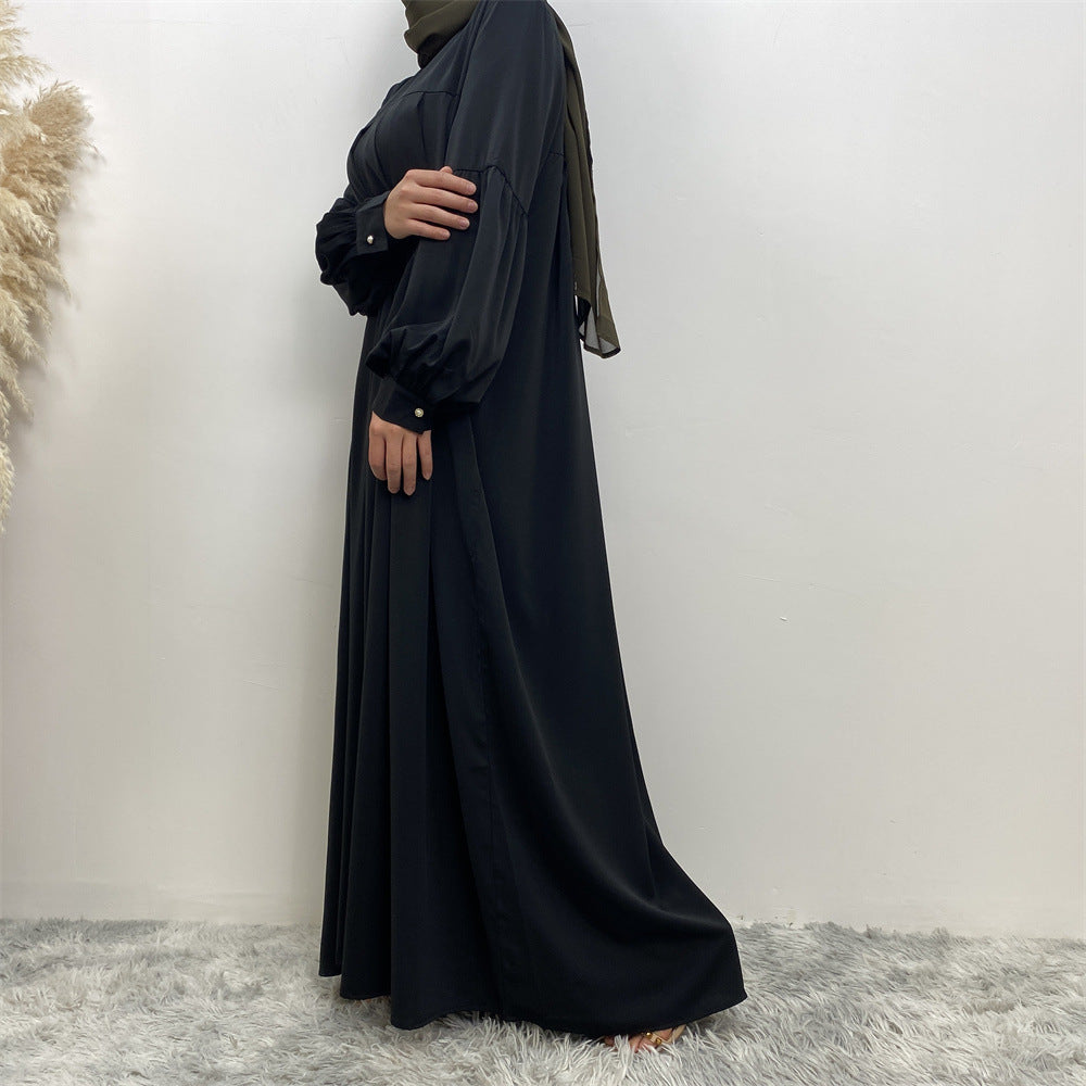 Women's Crewneck Solid Pleated Dress