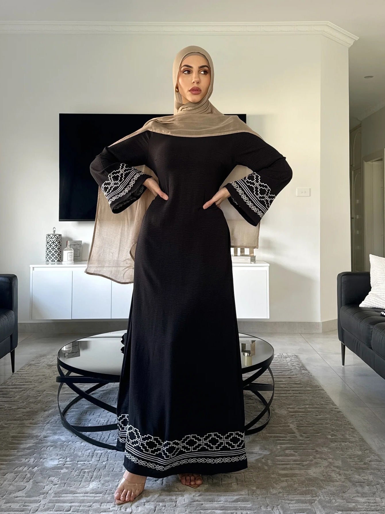 Women's Embroidered Cardigan Robe Dress