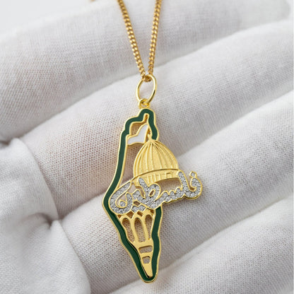 Palestine Map Mosque Pendant Necklace Jewelry