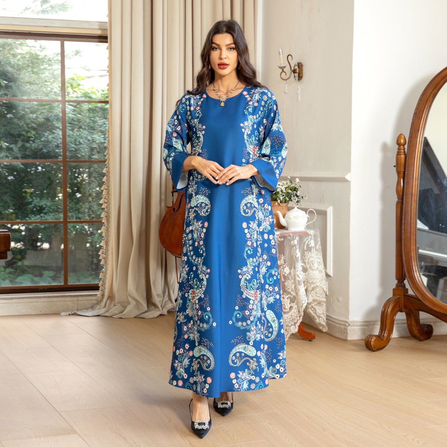 Women's Hot Diamond Pearl Jalabiya Dress