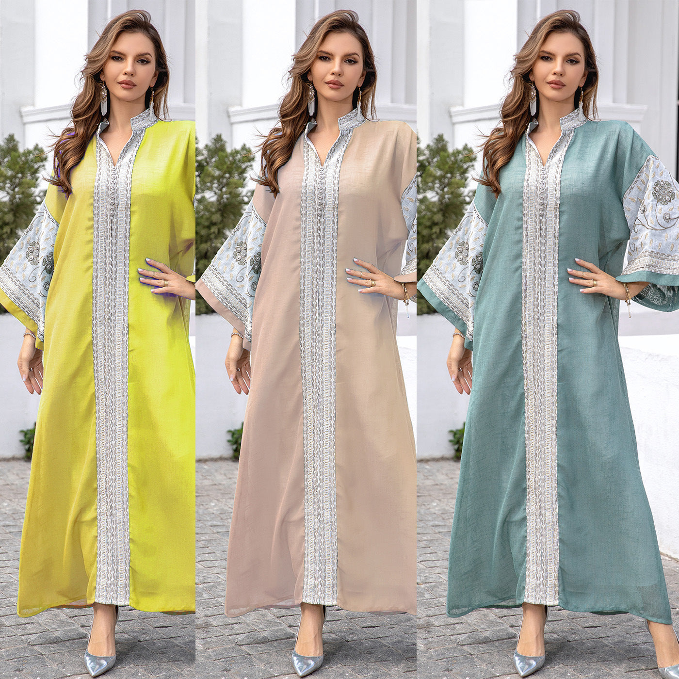 Women's Embroidered V-Neck Dress