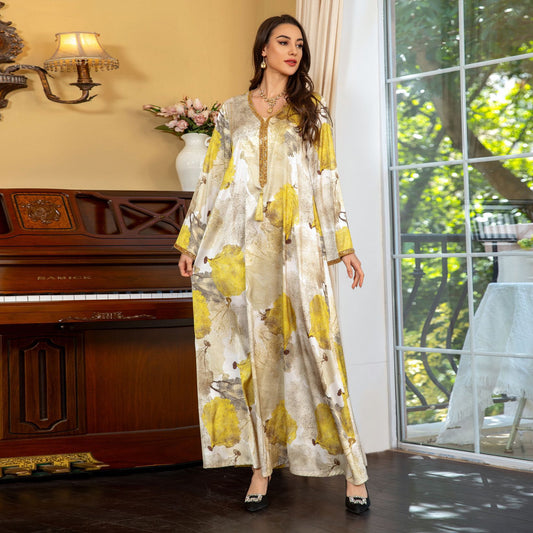 Women's Hot Diamond Fashion Printed Satin Dress