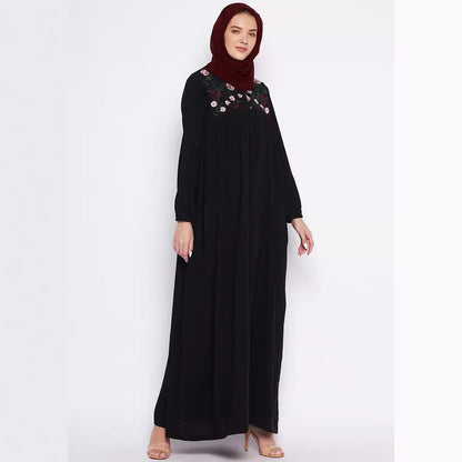 Women's Embroidered Loose Black Dress