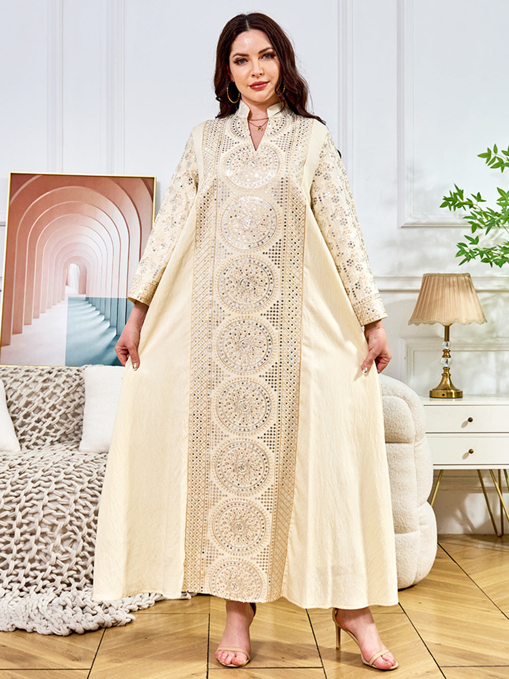 Women's V-neck Ethnic Dress
