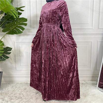 Women's Gold Velvet Dress