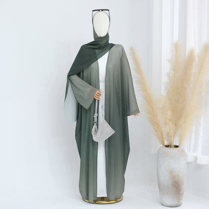 Gradient Everyday Parties Cardigan Robe with Hijab