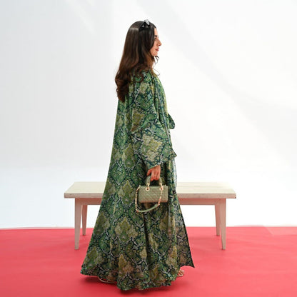 Women's Printed Jacket Robe Cape with Hijab