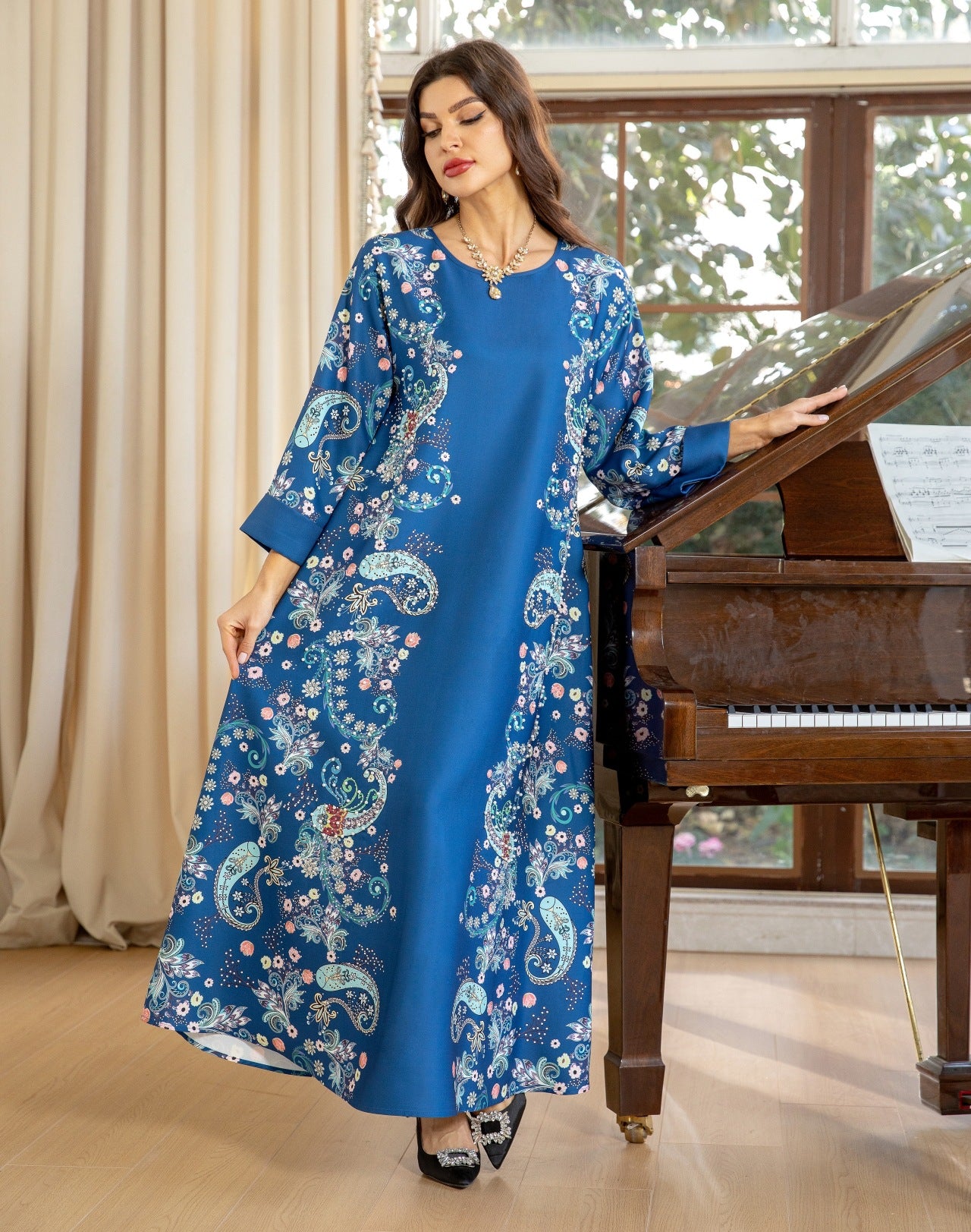 Women's Hot Diamond Pearl Jalabiya Dress