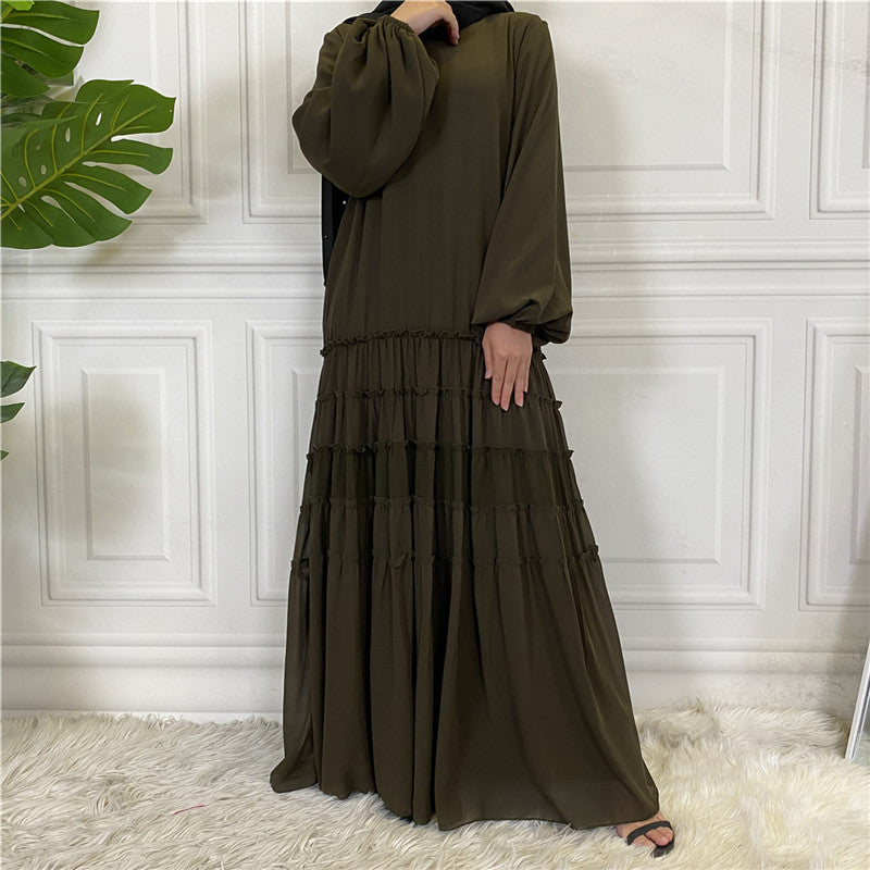 Chiffon Solid Color Large Hem Loose Dress