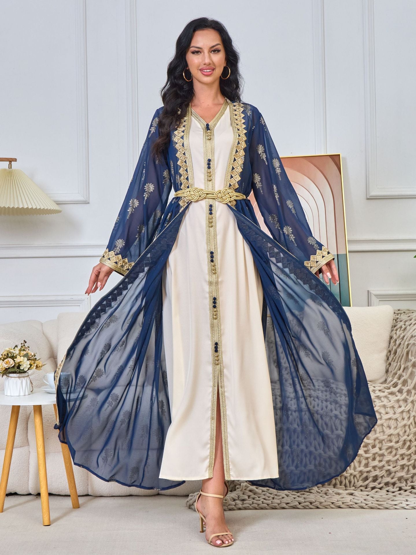 Women's Embroidered Cardigan Vest Two-piece Dress
