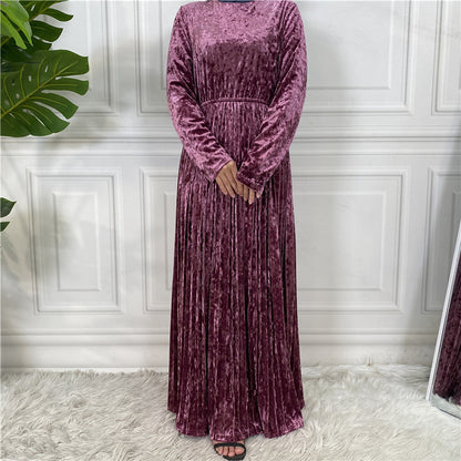 Women's Gold Velvet Dress