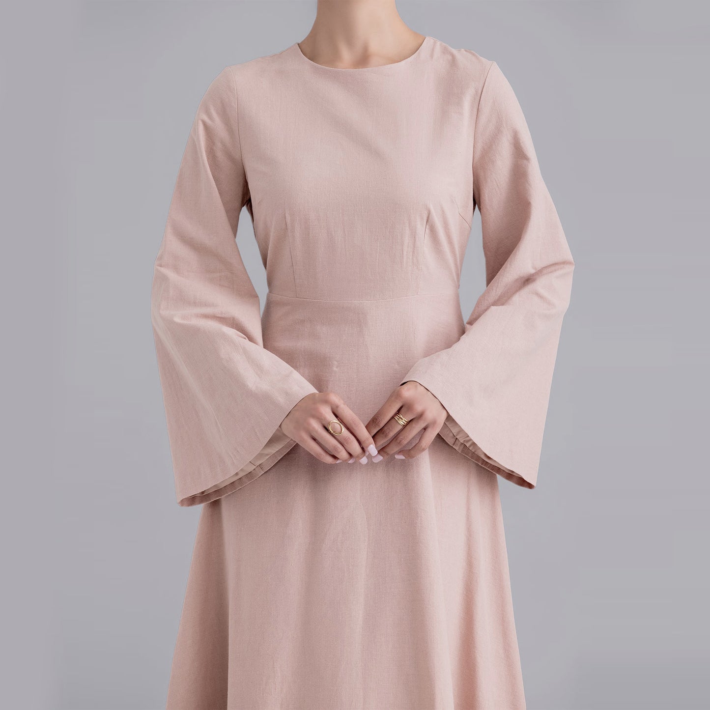 Belted Bamboo Linen Dubai Modest Solid Maxi Day Dress