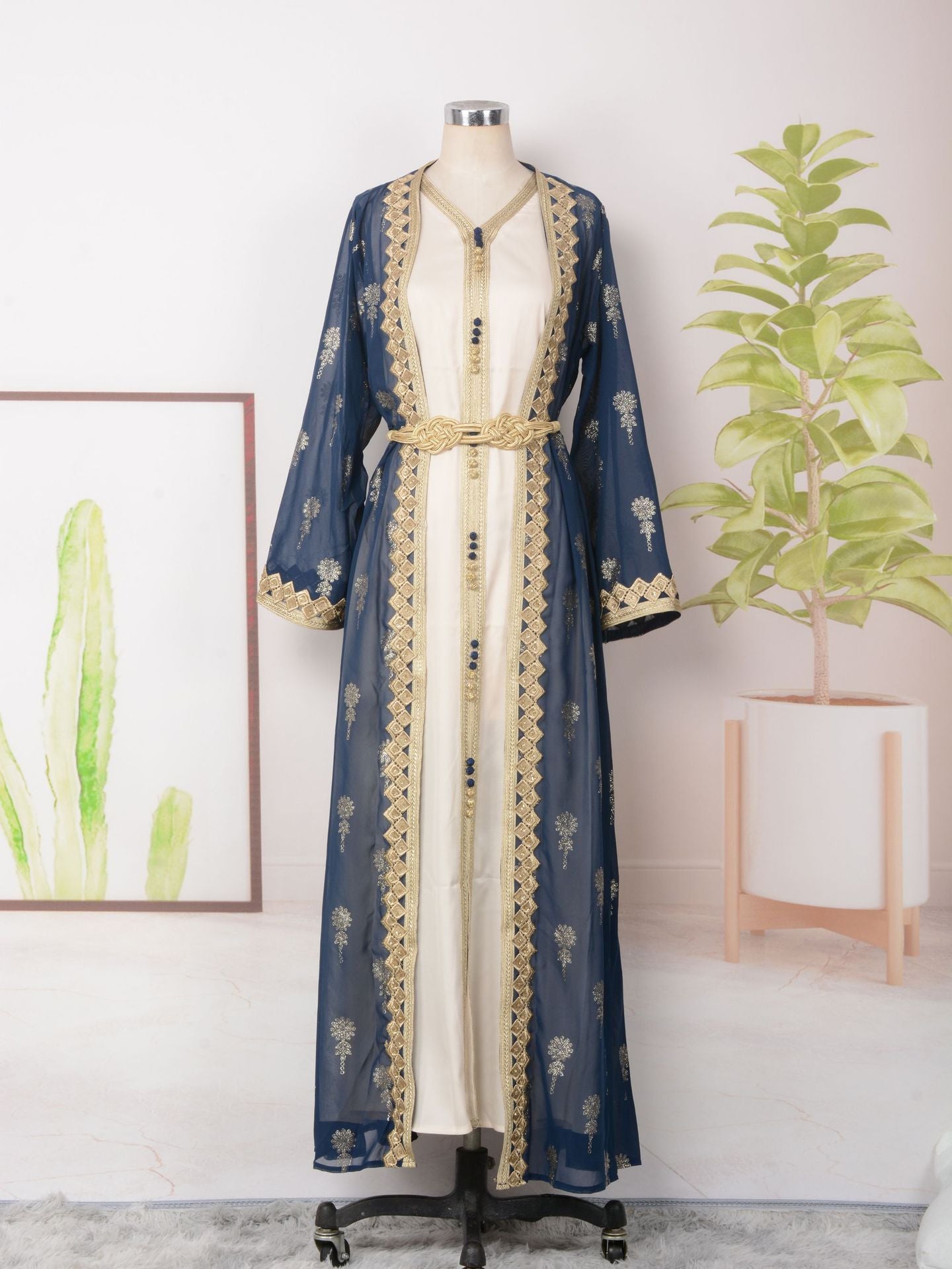 Women's Embroidered Cardigan Vest Two-piece Dress