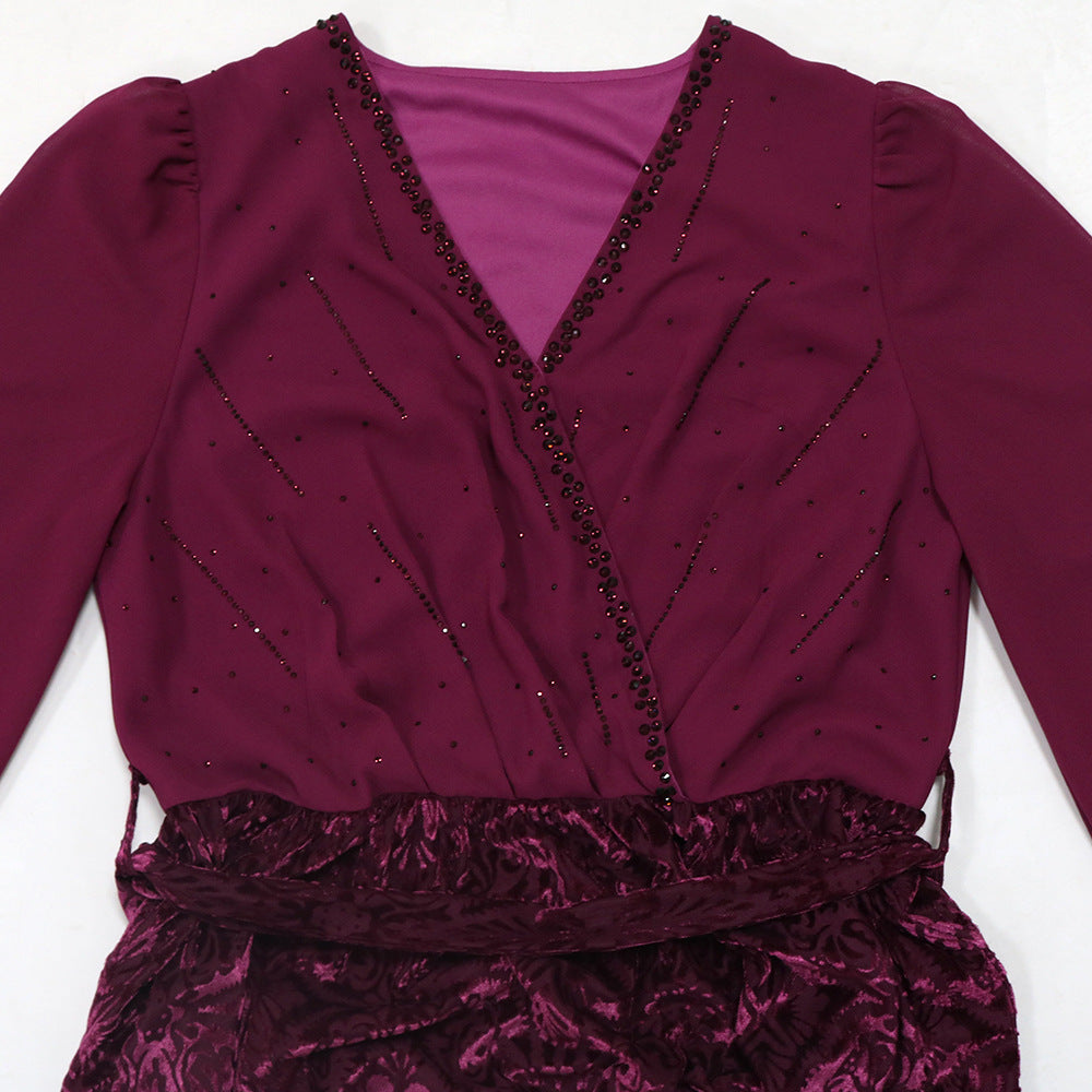 Women's Chiffon Hot Diamond Party Dress