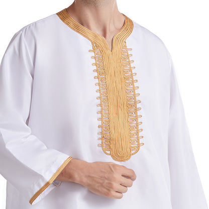 Men's Eight-quarter Sleeved Embroidered Robe