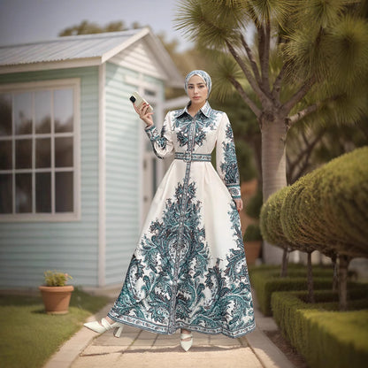 Open-Front Middle East Casual Maxi Abaya Robe