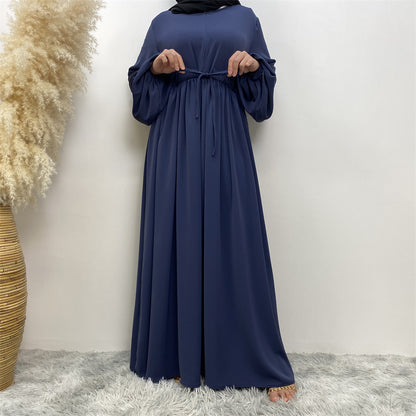 Women's Solid Stretch Sleeve Front Zip Dress
